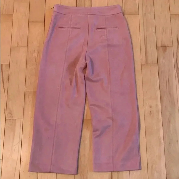 Ann Taylor The Faux Suede Wide Leg Crop Pant Pink 6 Culottes Pants Cropped - Picture 3 of 7